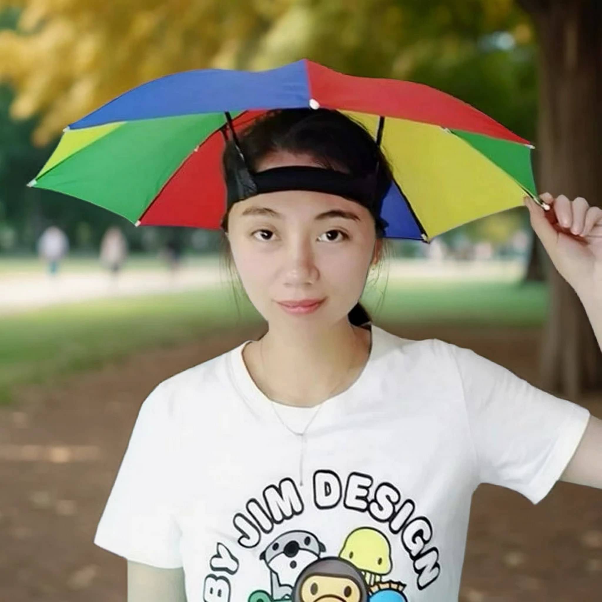 Adorazone 1 Fold Manual Hat Headwear Umbrella ( Multi , Rainbow Design ) Adorazone 1 Fold Manual Hat Headwear Umbrella ( Multi , Rainbow Design )