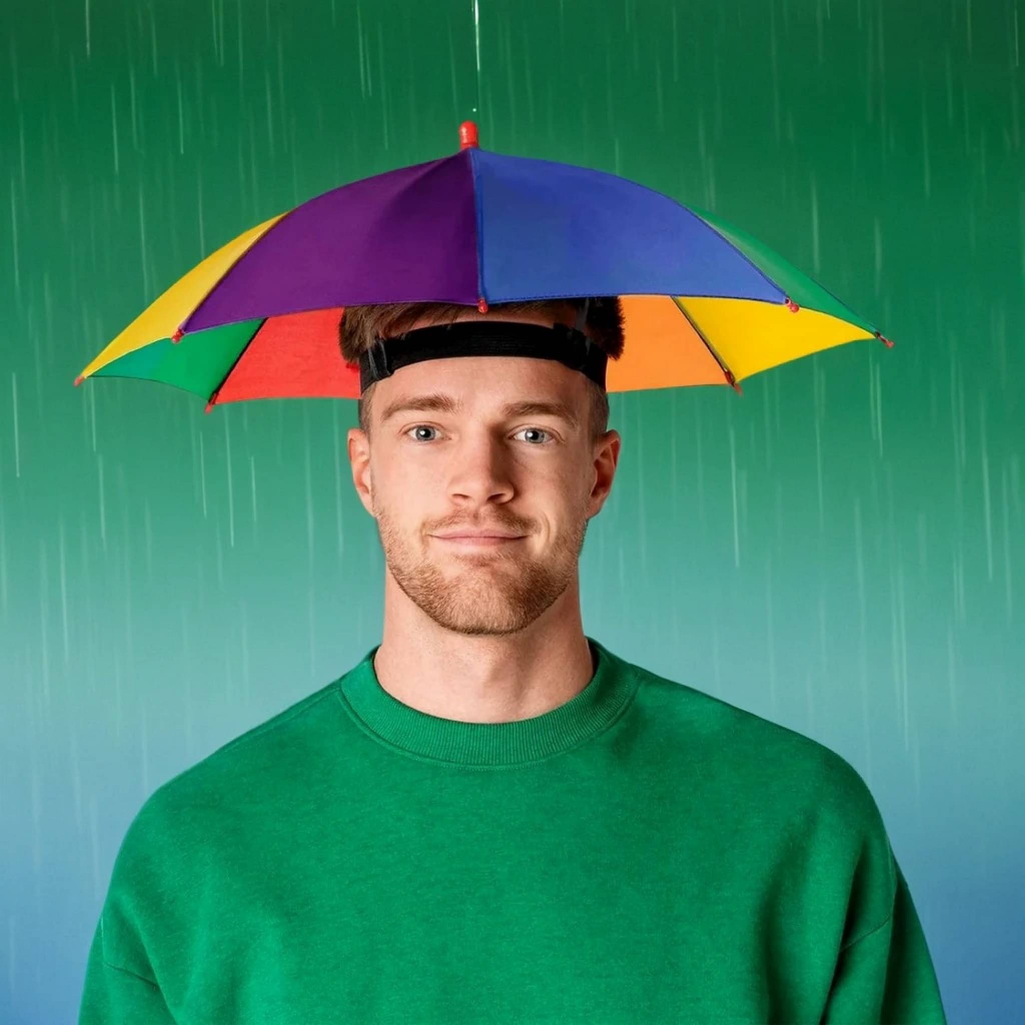     			Adorazone 1 Fold Manual Hat Headwear Umbrella ( Multi , Rainbow Design )