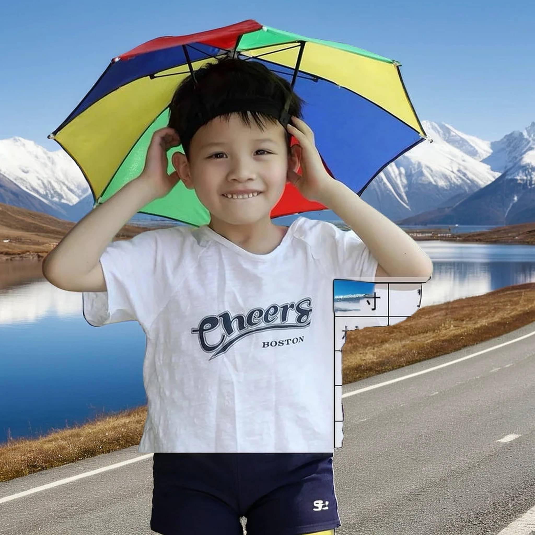 Adorazone 1 Fold Manual Hat Headwear Umbrella ( Multi , Rainbow Design ) Adorazone 1 Fold Manual Hat Headwear Umbrella ( Multi , Rainbow Design )
