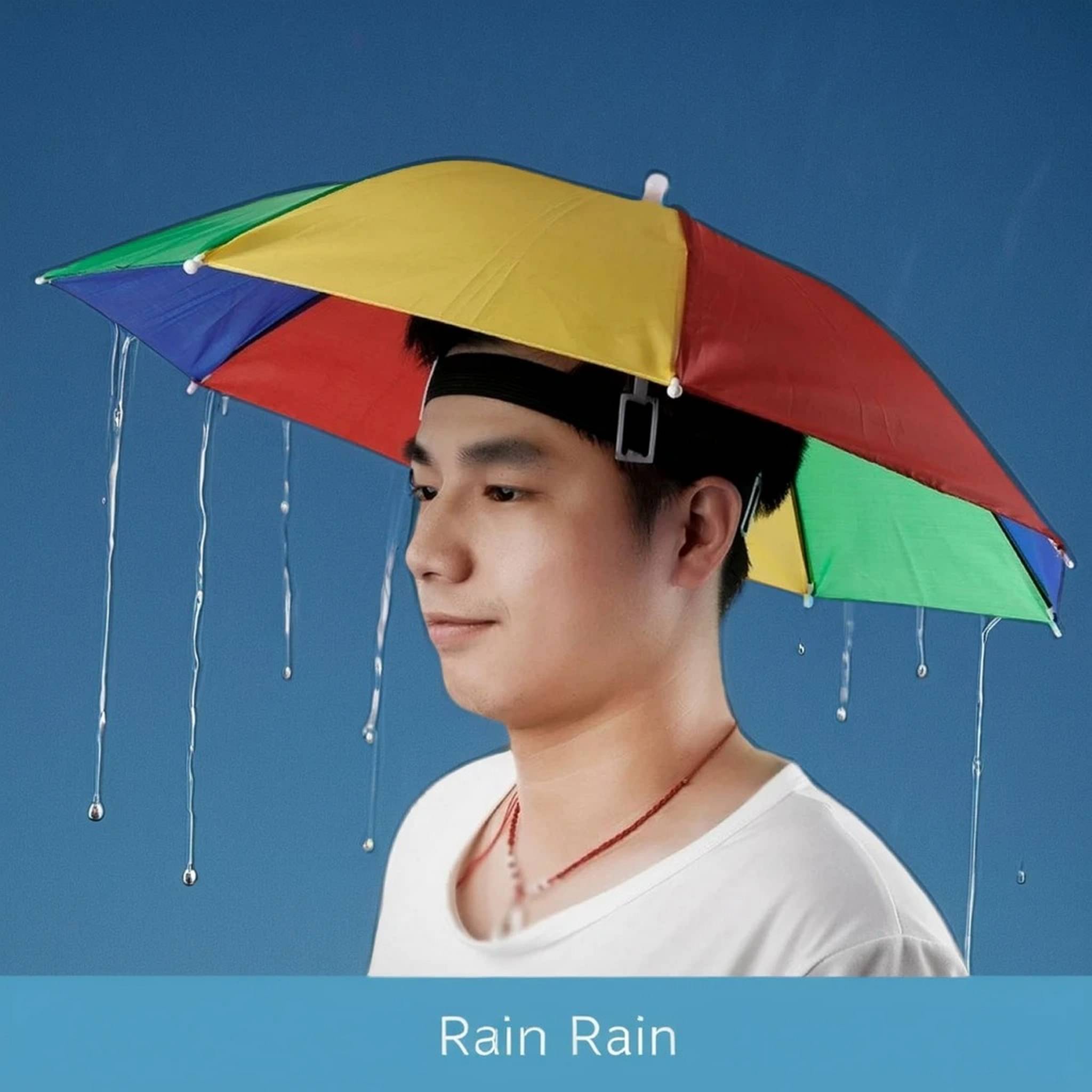 Adorazone 1 Fold Manual Hat Headwear Umbrella ( Multi , Rainbow Design ) Adorazone 1 Fold Manual Hat Headwear Umbrella ( Multi , Rainbow Design )
