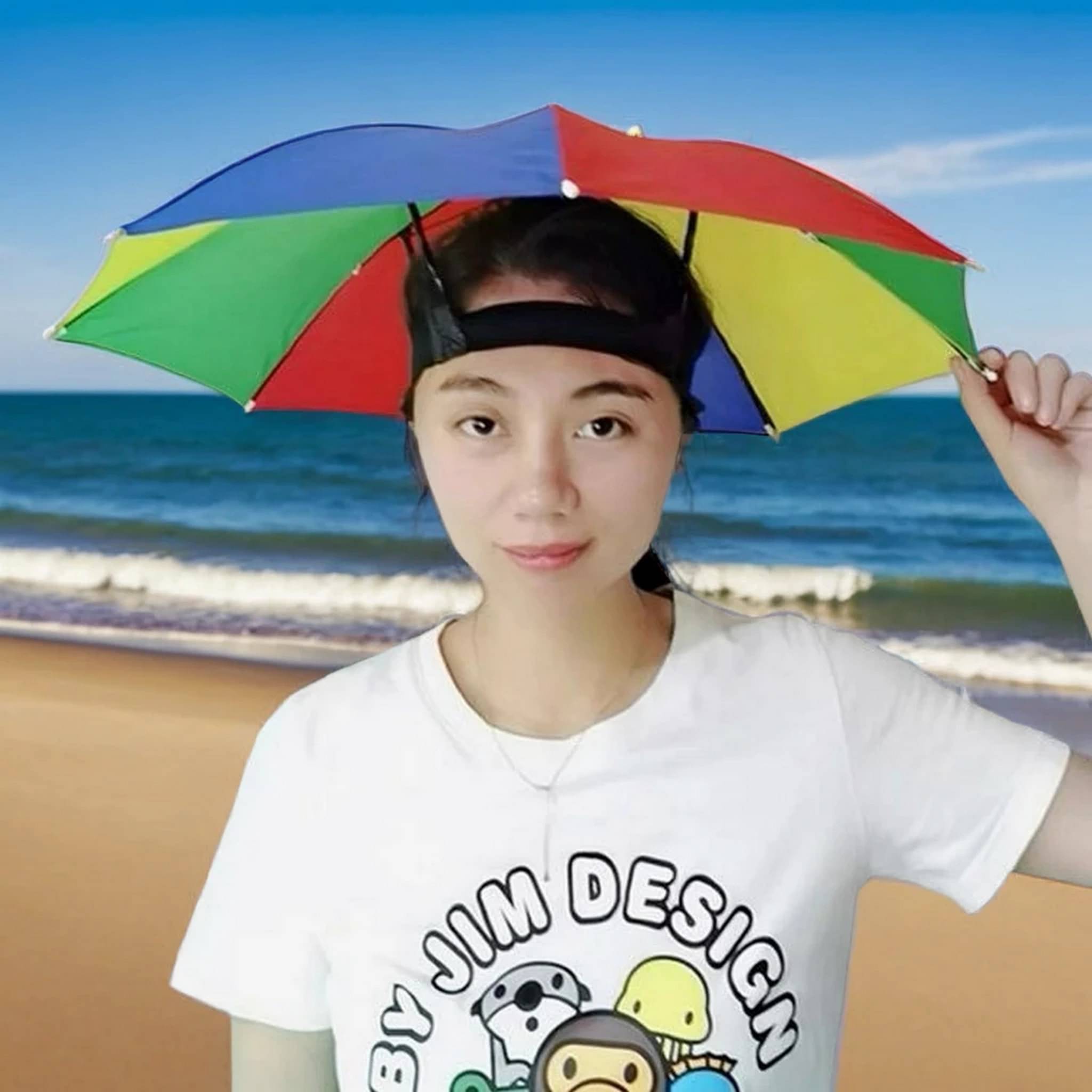 Adorazone 1 Fold Manual Hat Headwear Umbrella ( Multi , Rainbow Design ) Adorazone 1 Fold Manual Hat Headwear Umbrella ( Multi , Rainbow Design )
