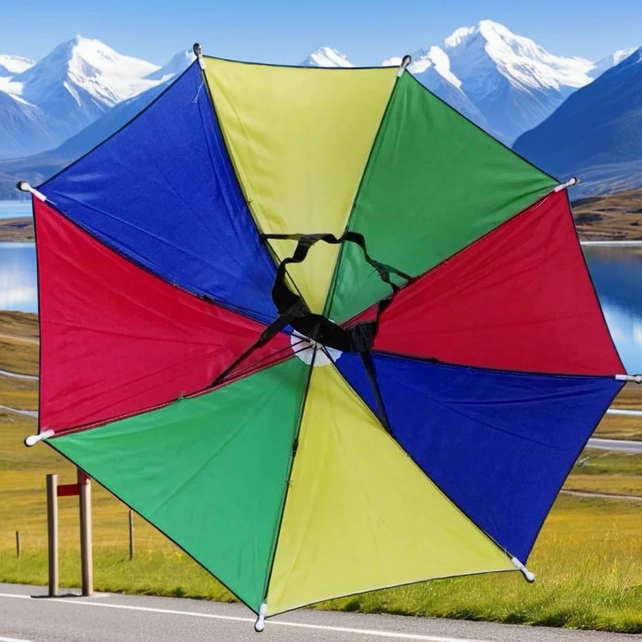 Adorazone 1 Fold Manual Hat Headwear Umbrella ( Multi , Rainbow Design ) Adorazone 1 Fold Manual Hat Headwear Umbrella ( Multi , Rainbow Design )