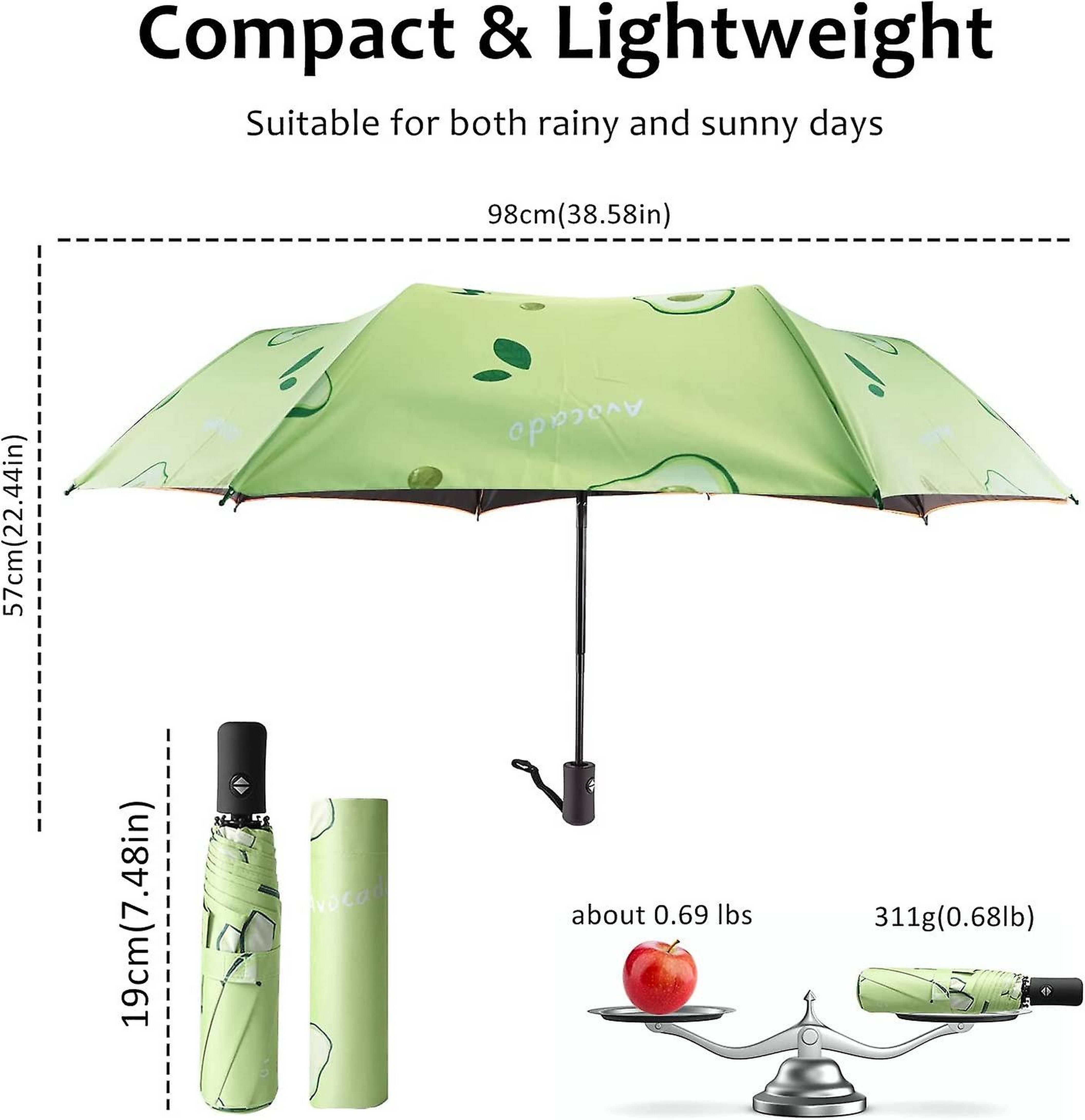    			Adorazone 3 Fold Manual Umbrella For Rain Sun Wind ( Green , Printed )