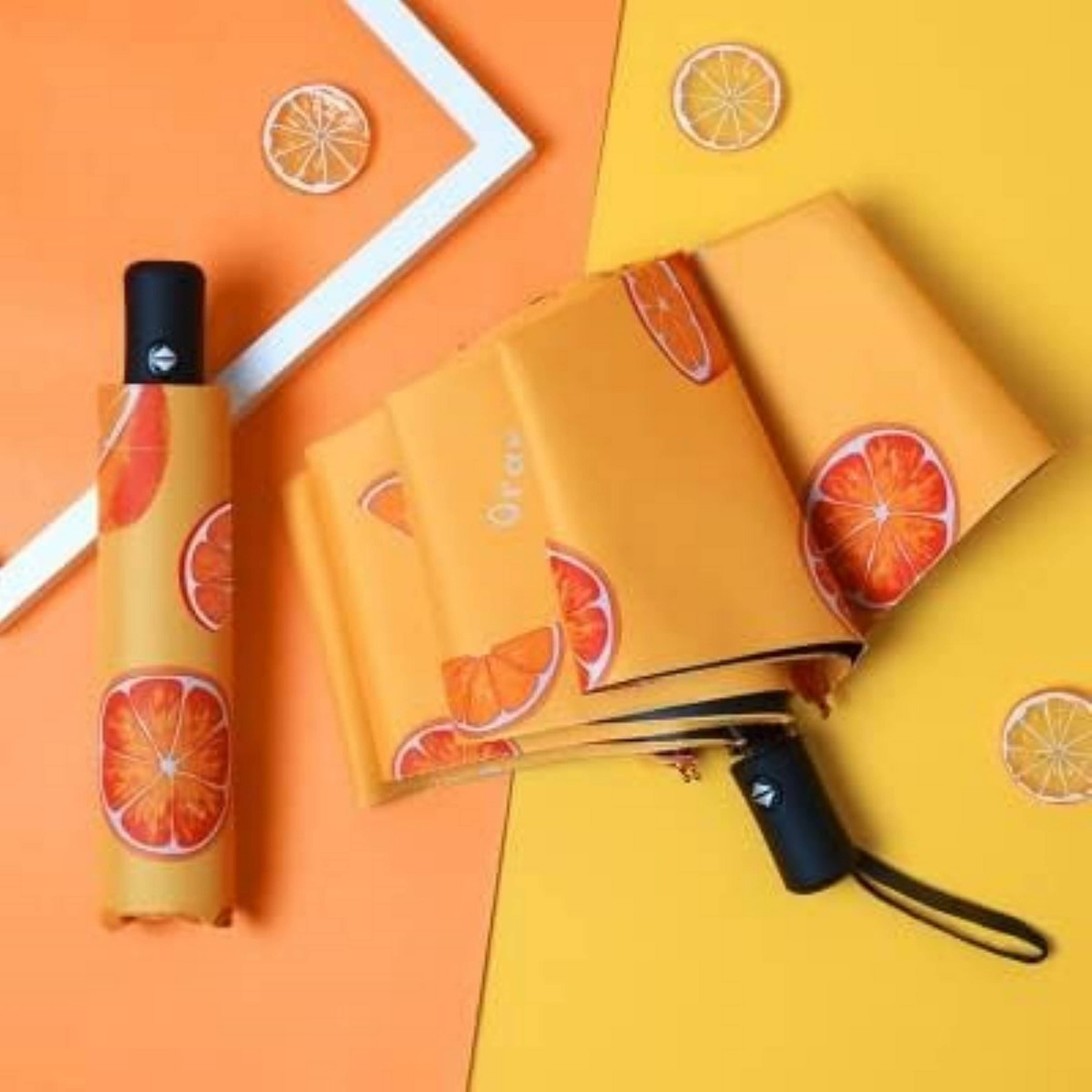     			Adorazone 3 Fold Manual Umbrella For Rain Sun Wind ( Orange , Printed )