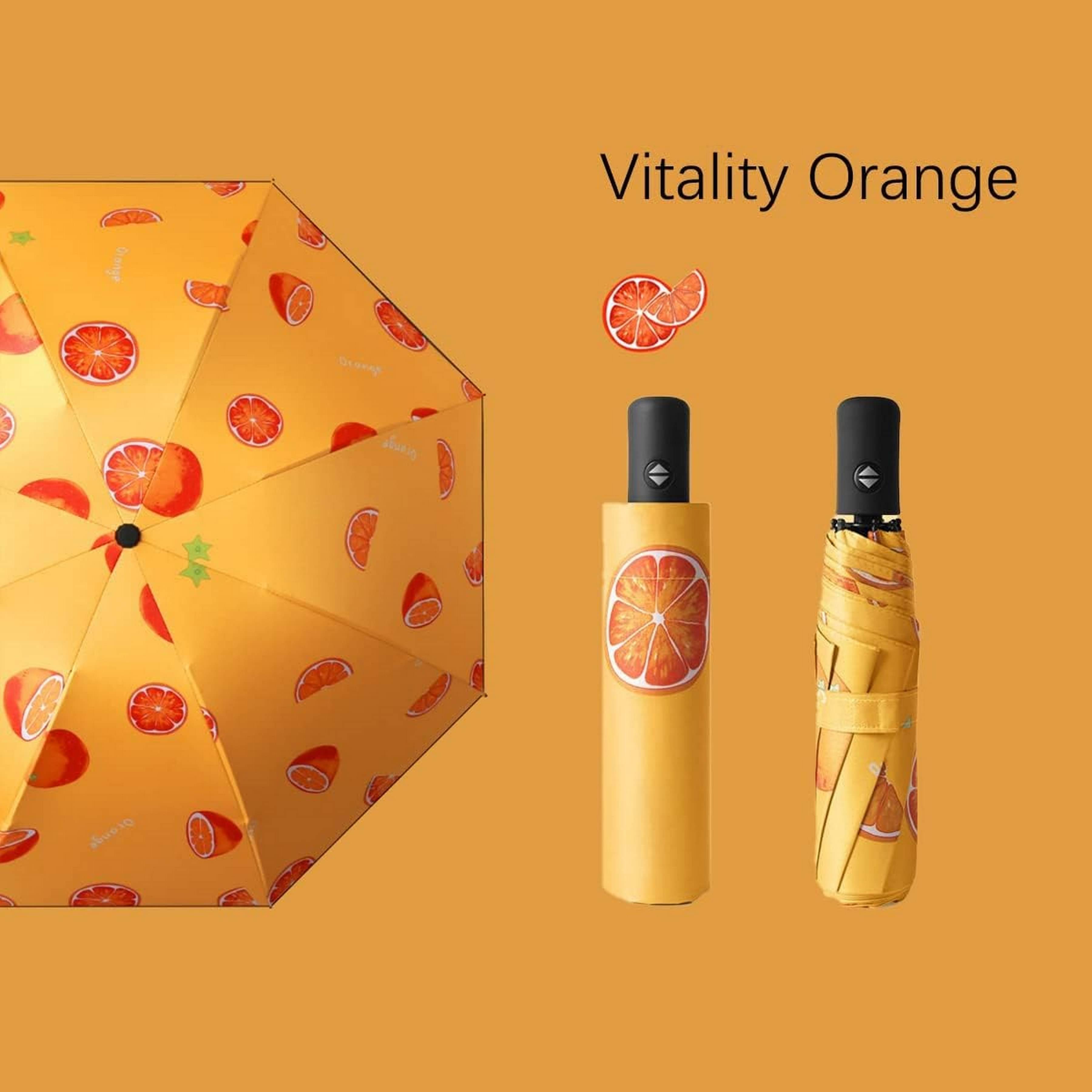     			Adorazone 3 Fold Manual Umbrella For Rain Sun Wind ( Orange , Printed )