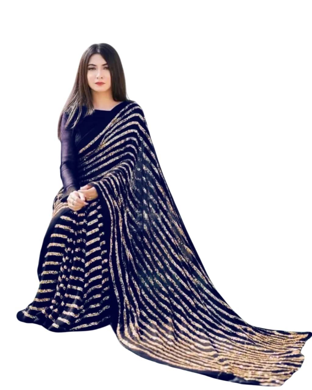 Aika Georgette Embroidered Regular Saree With Unstitched Blouse Piece ( Navy Blue )     			Aika Georgette Embroidered Regular Saree With Unstitched Blouse Piece ( Navy Blue )