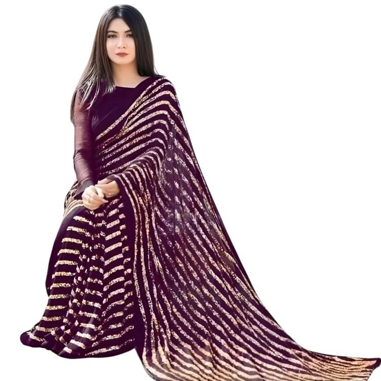     			Aika Georgette Embroidered Regular Saree With Unstitched Blouse Piece ( Purple )