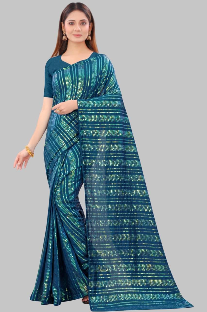     			Aika Georgette Embroidered Regular Saree With Unstitched Blouse Piece ( Rama )