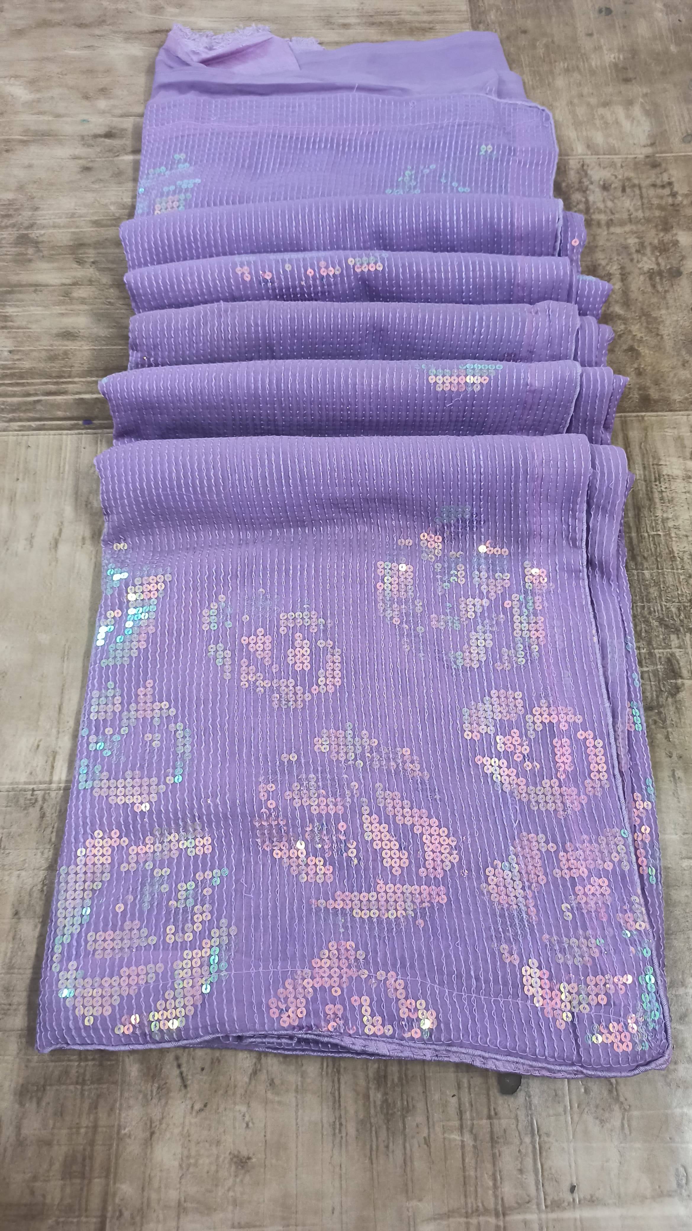 Apnisha Georgette Embroidered Regular Saree With Unstitched Blouse Piece ( Lavender ) Apnisha Georgette Embroidered Regular Saree With Unstitched Blouse Piece ( Lavender )