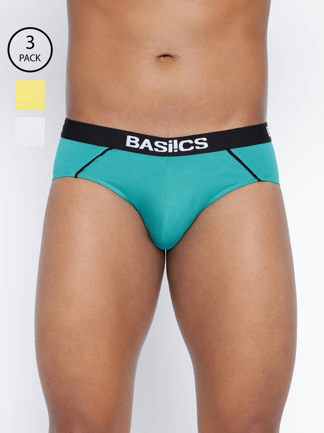 BASIICS By La Intimo Pack of 3 Cotton Blend Briefs For Men's ( Multi )     			BASIICS By La Intimo Pack of 3 Cotton Blend Briefs For Men's ( Multi )