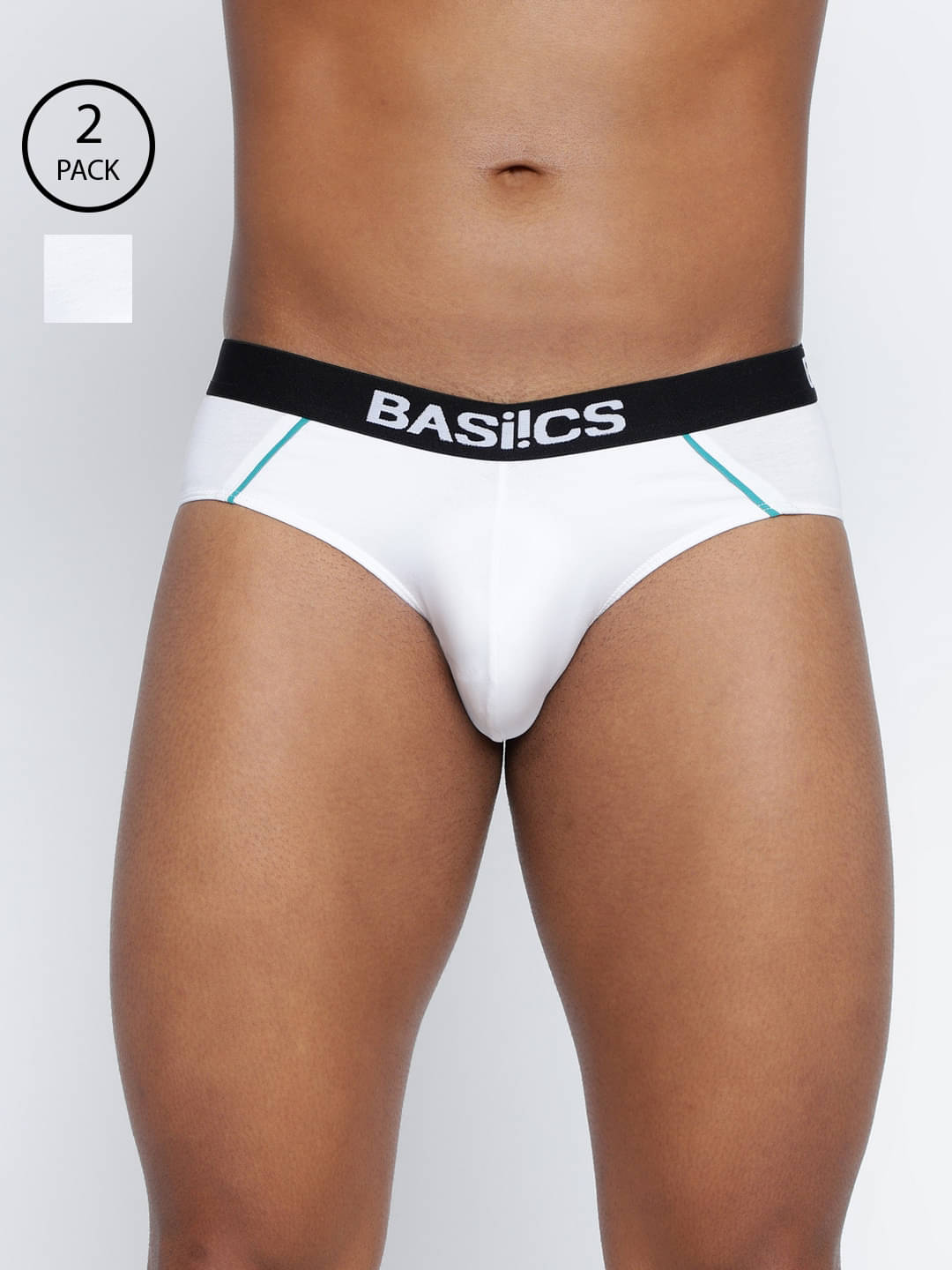    			BASIICS By La Intimo Pack of 2 Cotton Blend Briefs For Men's ( White )