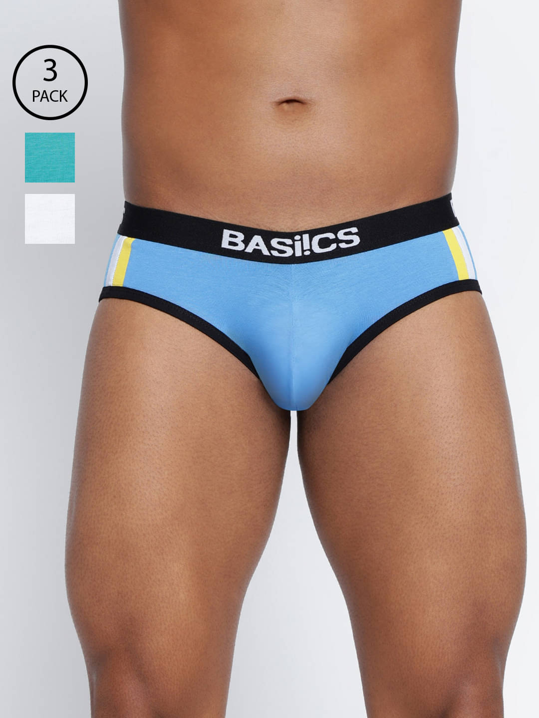 BASIICS By La Intimo Pack of 3 Cotton Blend Briefs For Men's ( Multi ) BASIICS By La Intimo Pack of 3 Cotton Blend Briefs For Men's ( Multi )