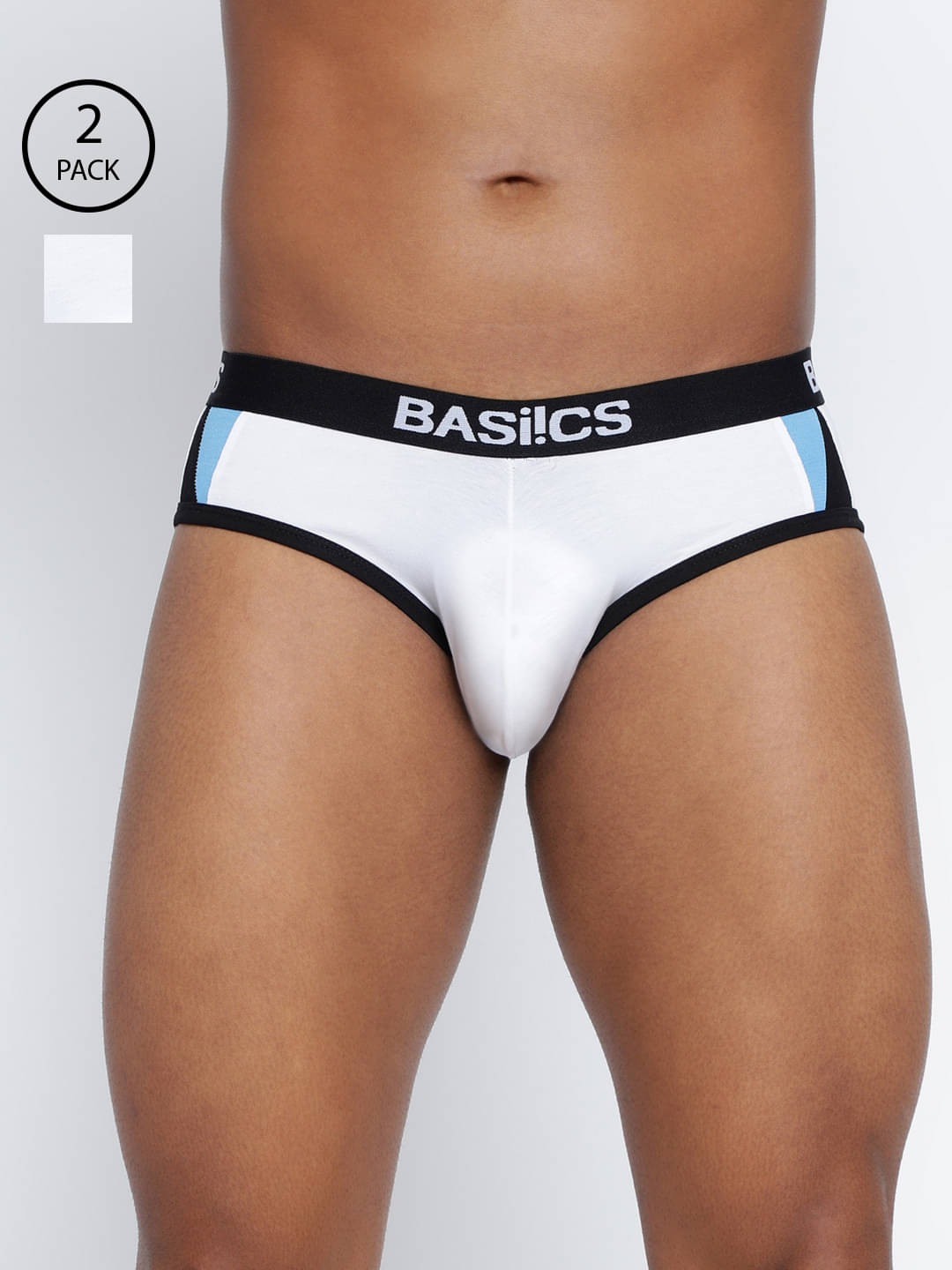     			BASIICS By La Intimo Pack of 2 Cotton Blend Briefs For Men's ( White )