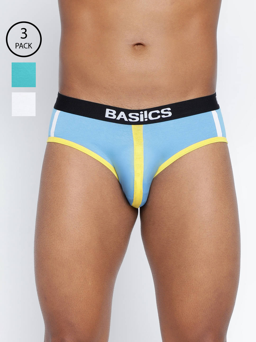 BASIICS By La Intimo Pack of 3 Cotton Blend Briefs For Men's ( Multi ) BASIICS By La Intimo Pack of 3 Cotton Blend Briefs For Men's ( Multi )