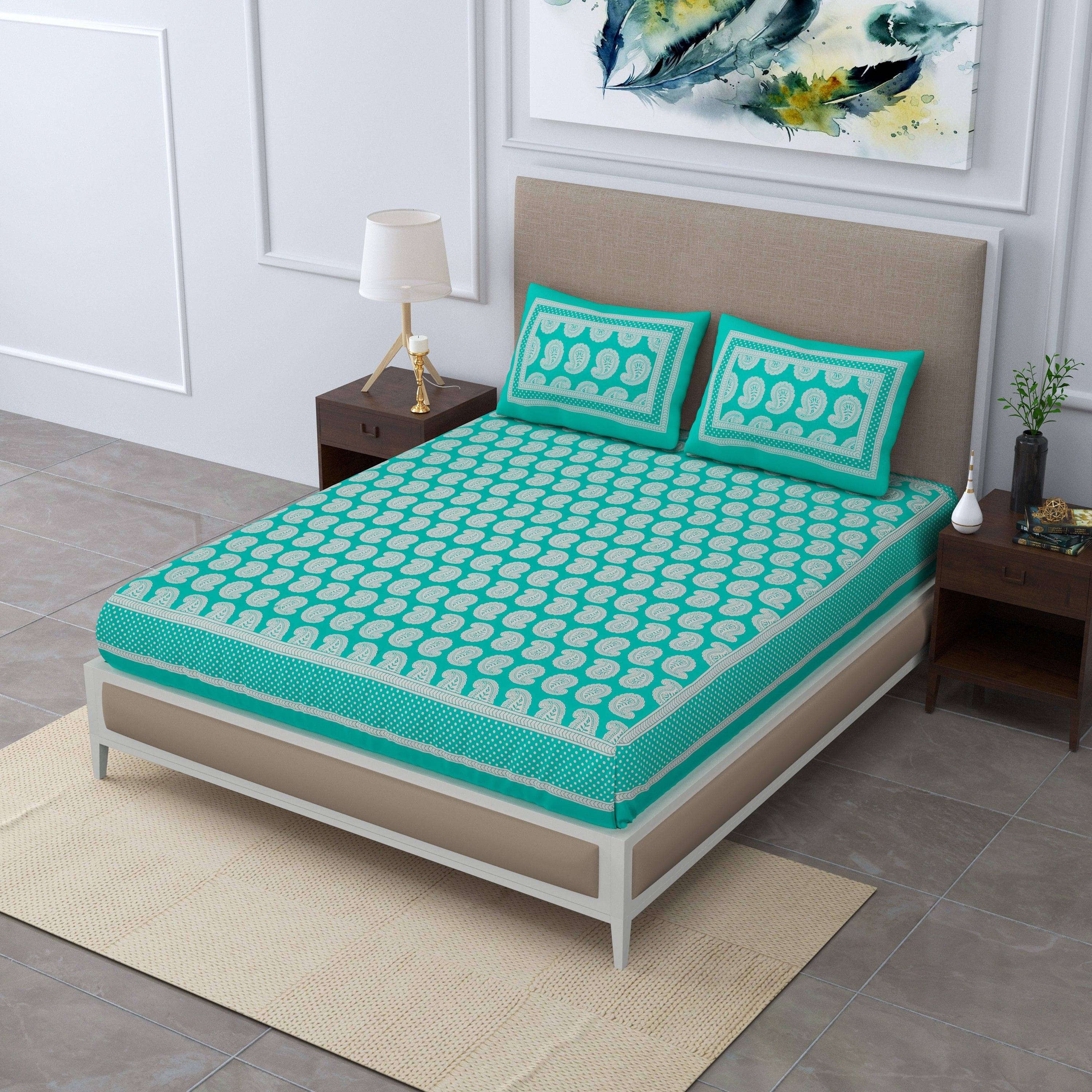 Batham Handloom Cotton 1 Double Bedsheet with 2 Pillow Covers ( Green )     			Batham Handloom Cotton 1 Double Bedsheet with 2 Pillow Covers ( Green )