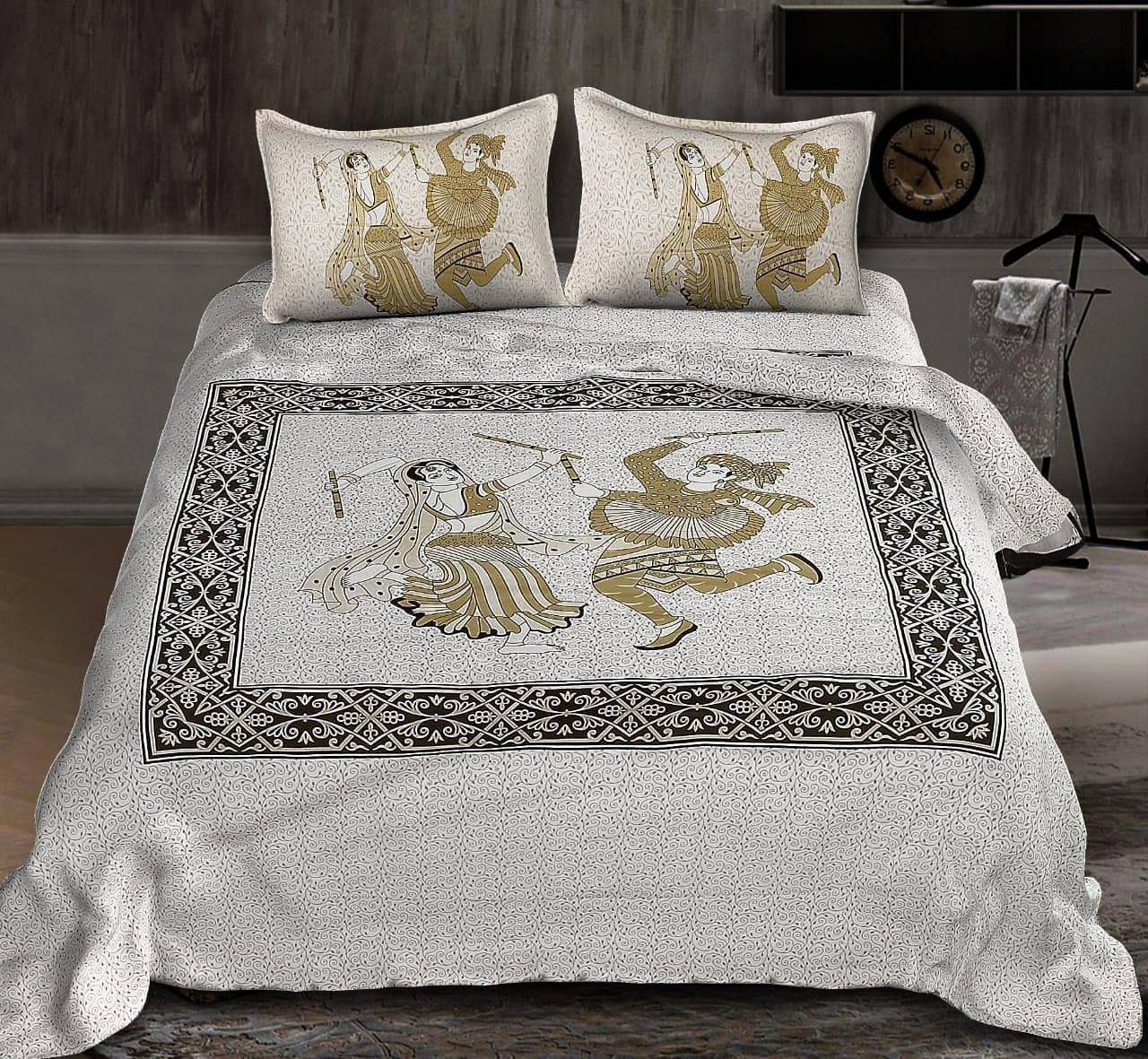     			Batham Handloom Cotton 1 Double Bedsheet with 2 Pillow Covers ( Multicolor )