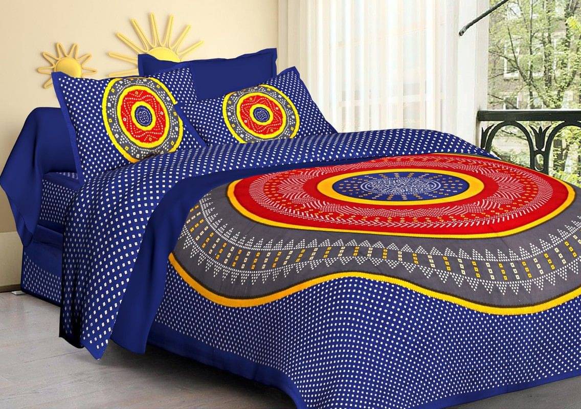 Batham Handloom Cotton 1 Double Bedsheet with 2 Pillow Covers ( Blue )     			Batham Handloom Cotton 1 Double Bedsheet with 2 Pillow Covers ( Blue )