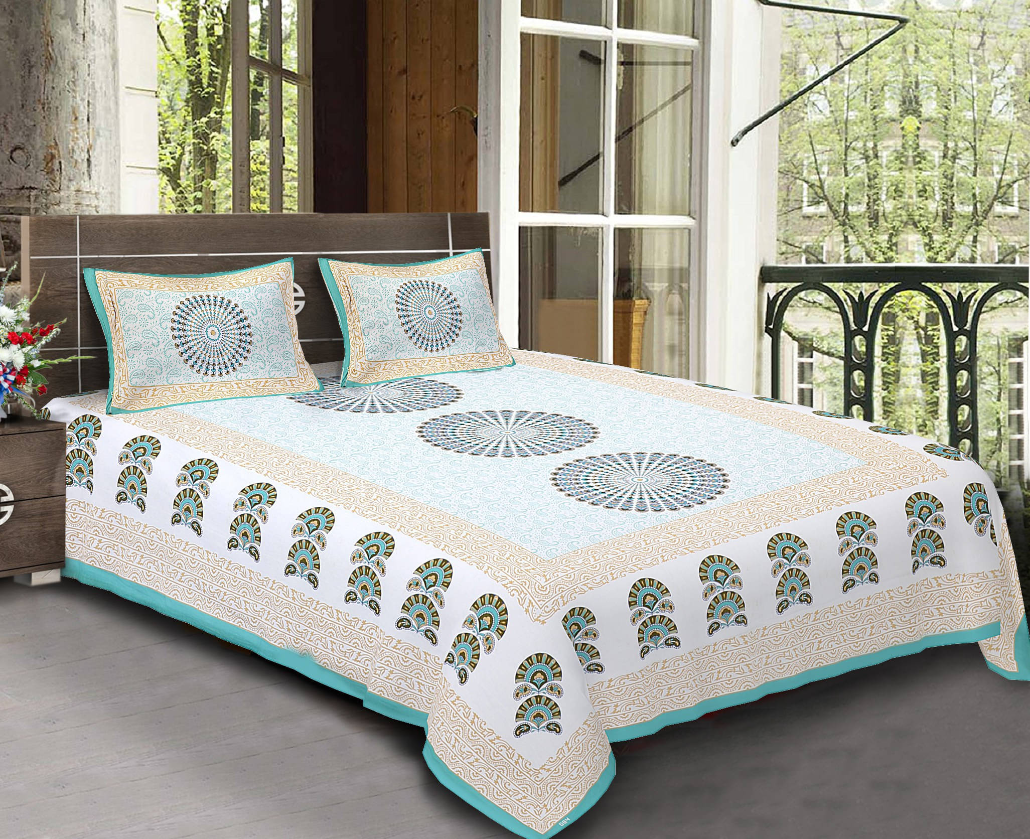 Batham Handloom Cotton 1 Double Bedsheet with 2 Pillow Covers ( Multicolor ) Batham Handloom Cotton 1 Double Bedsheet with 2 Pillow Covers ( Multicolor )