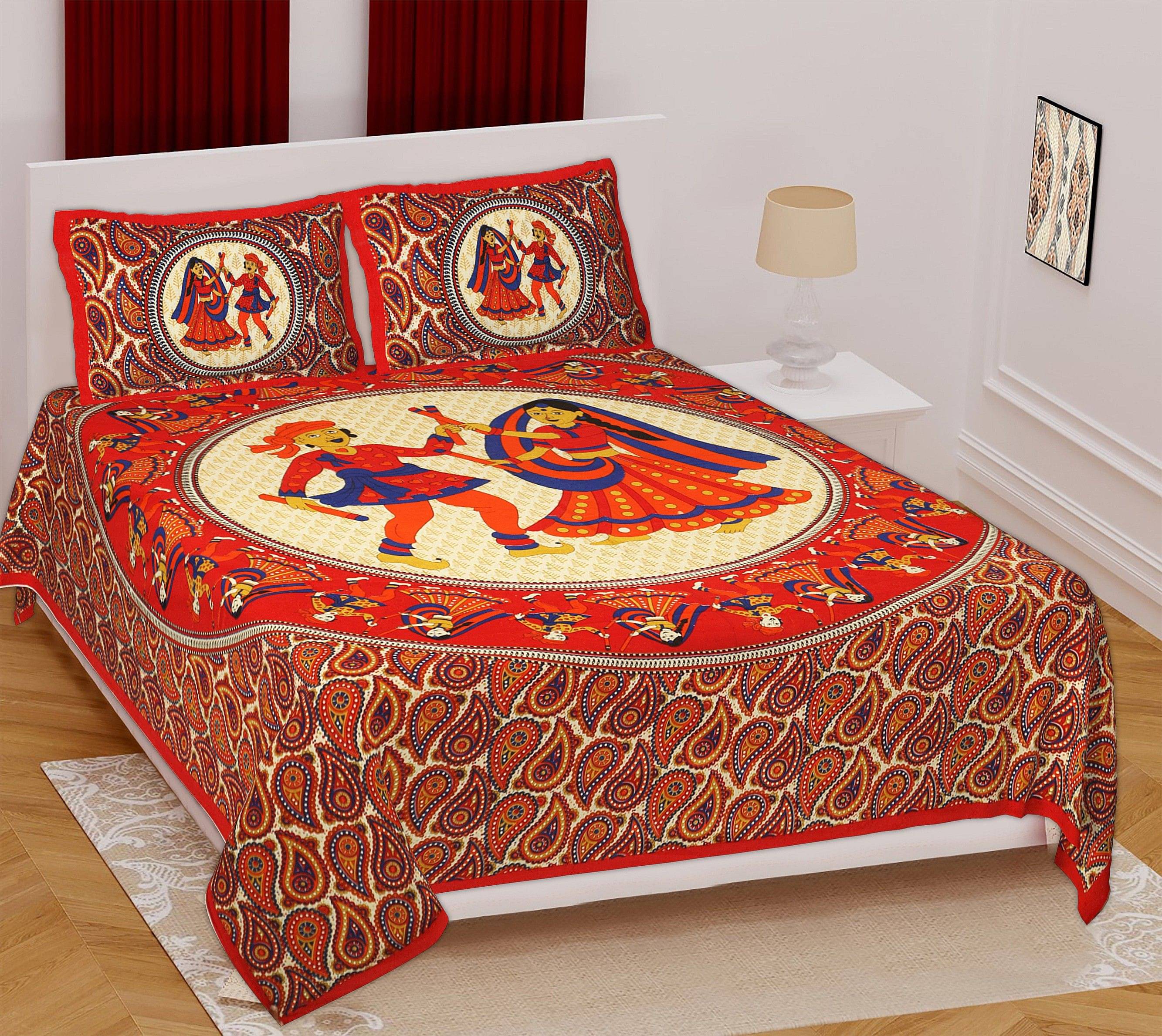     			Batham Handloom Cotton 1 Double Bedsheet with 2 Pillow Covers ( Multicolor )