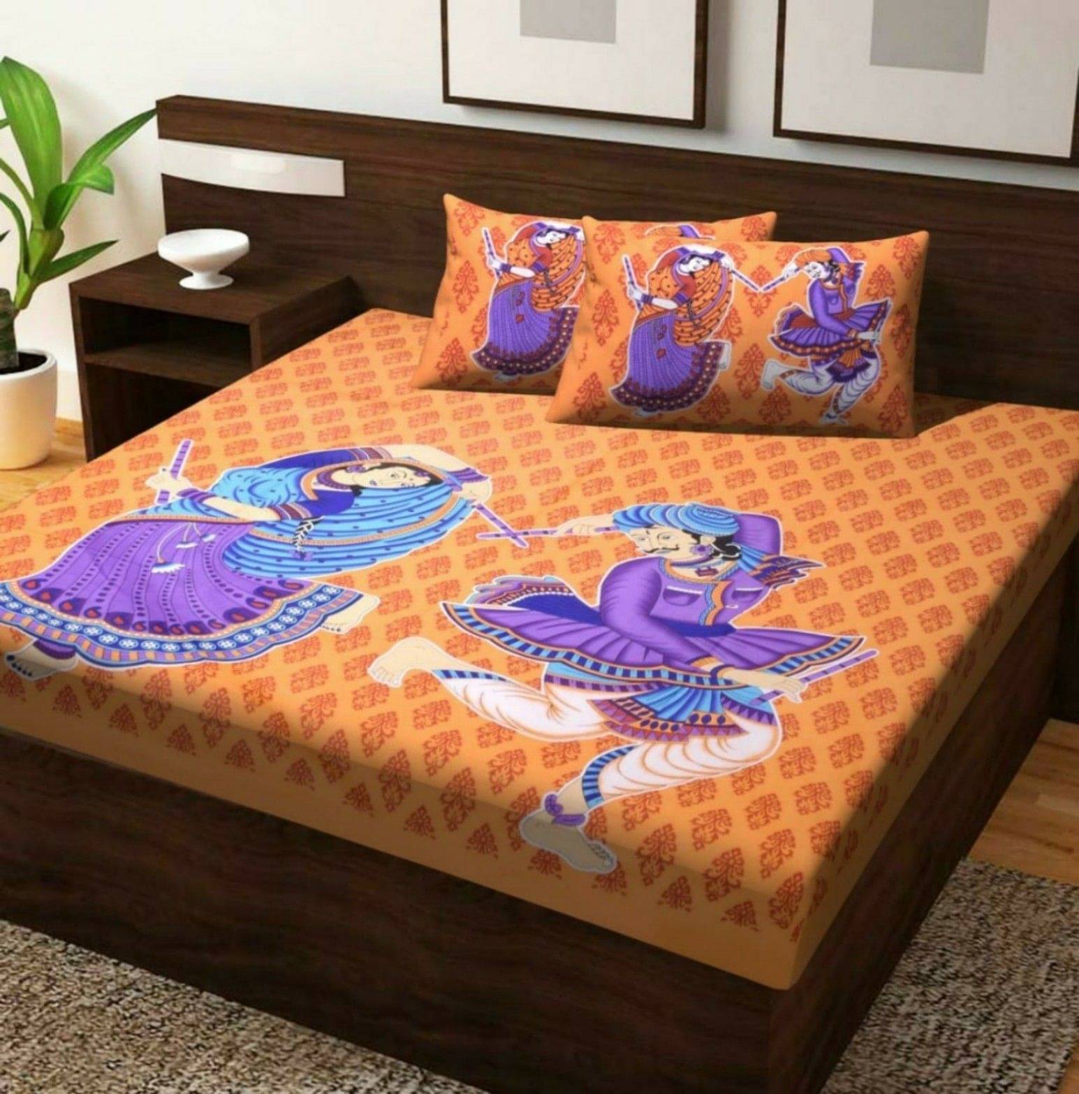 Batham Handloom Cotton 1 Double Bedsheet with 2 Pillow Covers ( Orange )     			Batham Handloom Cotton 1 Double Bedsheet with 2 Pillow Covers ( Orange )