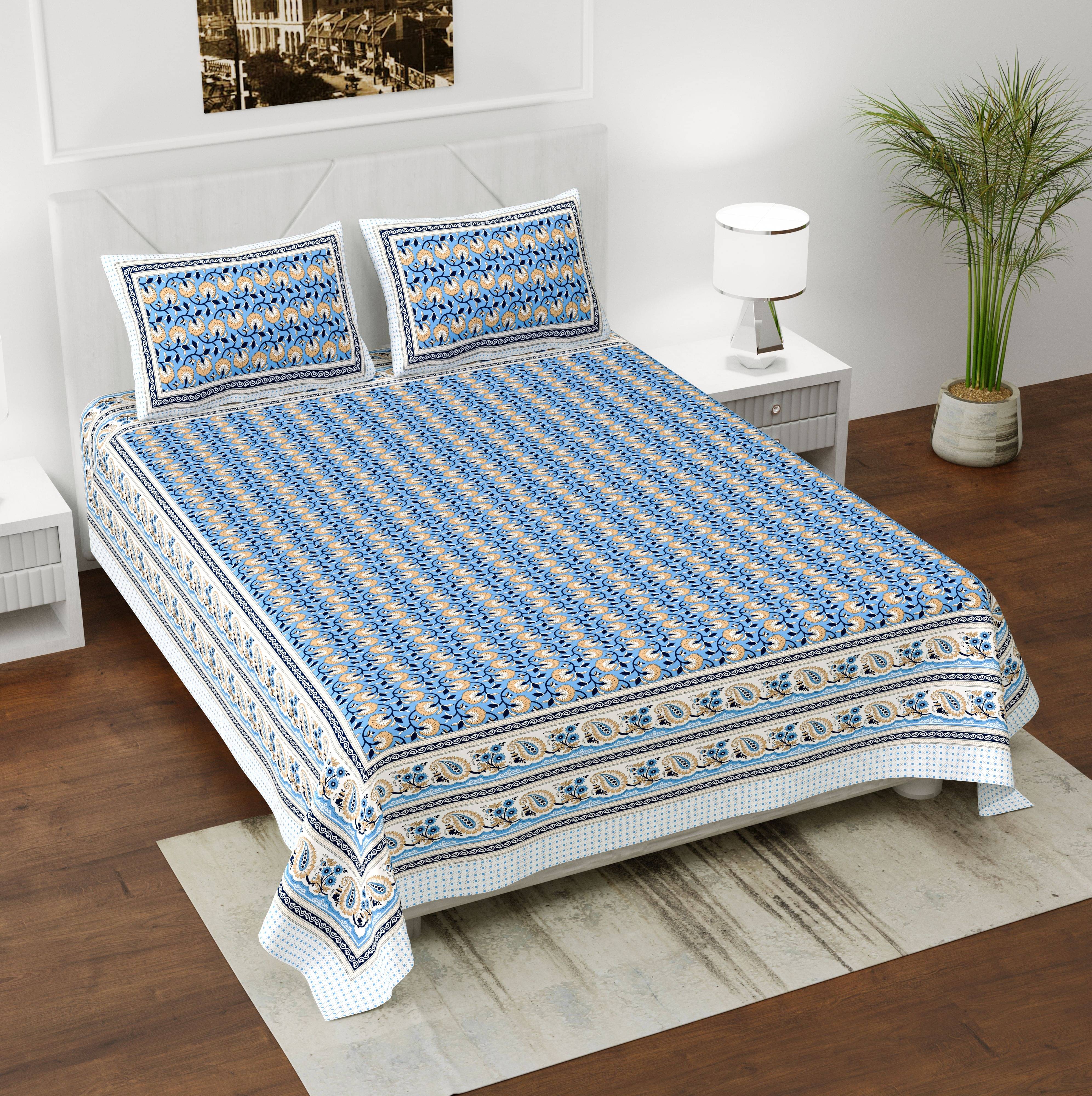 Batham Handloom Cotton 1 Double Bedsheet with 2 Pillow Covers ( Blue )     			Batham Handloom Cotton 1 Double Bedsheet with 2 Pillow Covers ( Blue )
