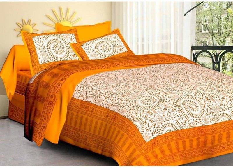 Batham Handloom Cotton 1 Double Bedsheet with 2 Pillow Covers ( Yellow ) Batham Handloom Cotton 1 Double Bedsheet with 2 Pillow Covers ( Yellow )