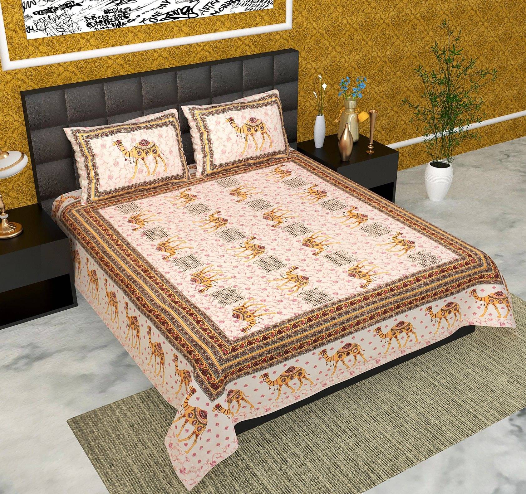     			Batham Handloom Cotton 1 Double Bedsheet with 2 Pillow Covers ( Multicolor )