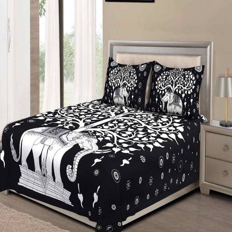 Batham Handloom Cotton 1 Double Bedsheet with 2 Pillow Covers ( Black )     			Batham Handloom Cotton 1 Double Bedsheet with 2 Pillow Covers ( Black )