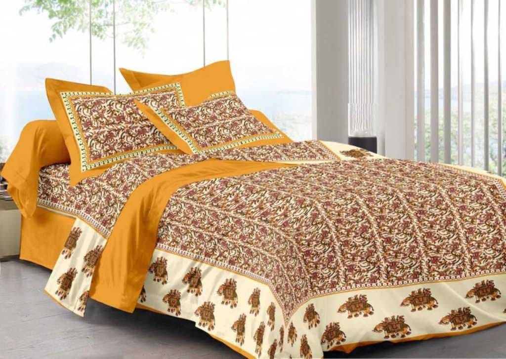     			Batham Handloom Cotton 1 Double Bedsheet with 2 Pillow Covers ( Beige )