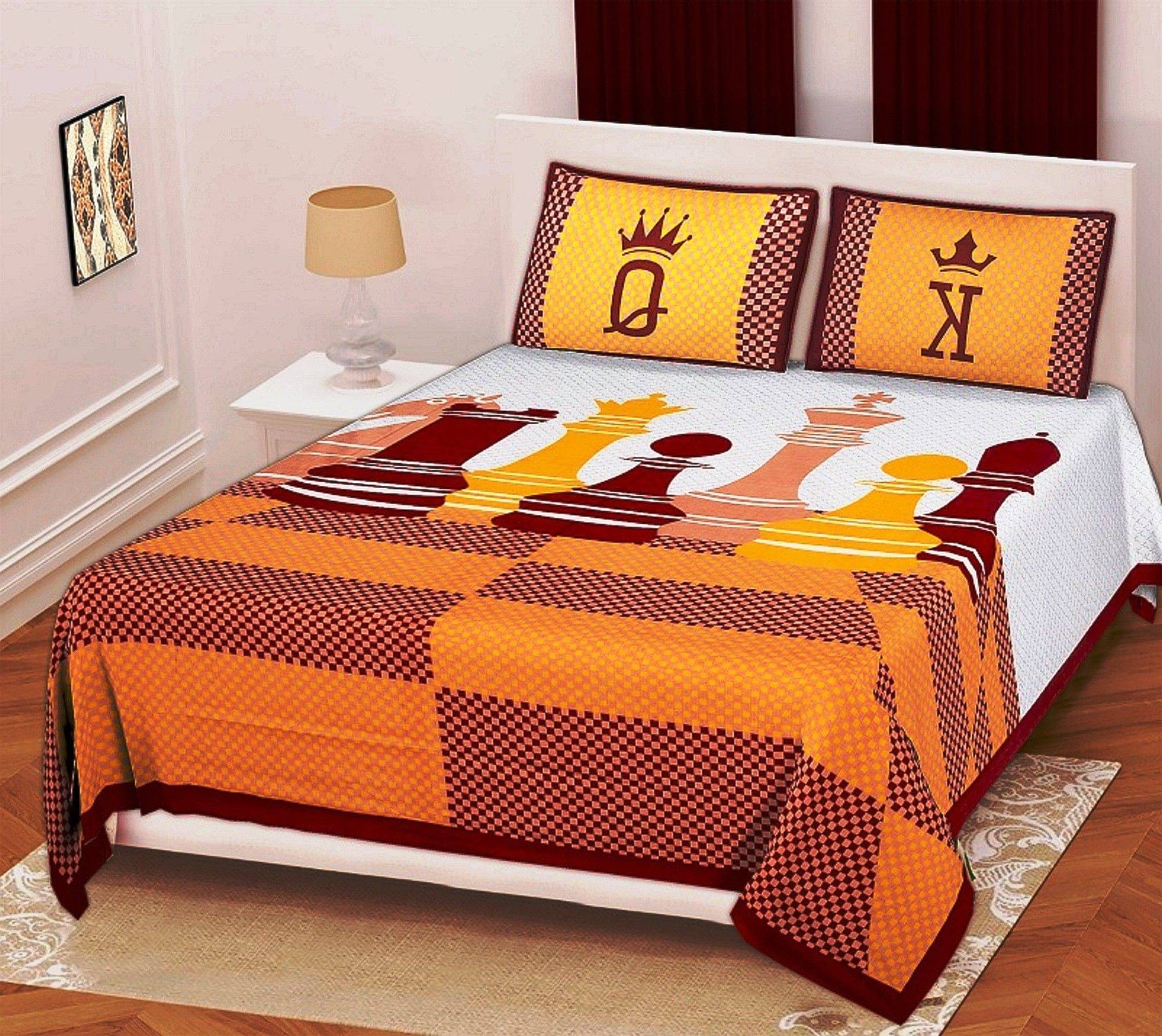     			Batham Handloom Cotton 1 Double Bedsheet with 2 Pillow Covers ( Multicolor )