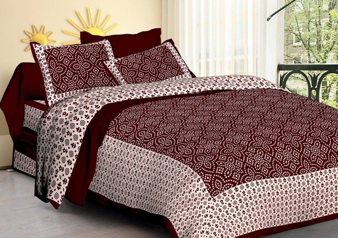 Batham Handloom Cotton 1 Double Bedsheet with 2 Pillow Covers ( Maroon )     			Batham Handloom Cotton 1 Double Bedsheet with 2 Pillow Covers ( Maroon )