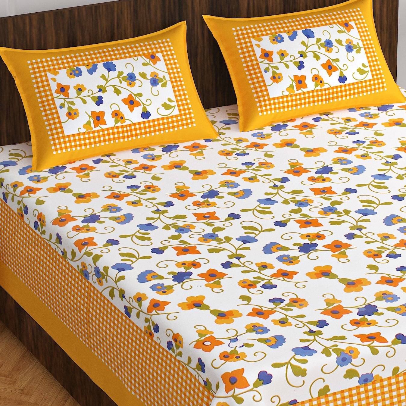 Batham Handloom Cotton 1 Double Bedsheet with 2 Pillow Covers ( Yellow )     			Batham Handloom Cotton 1 Double Bedsheet with 2 Pillow Covers ( Yellow )