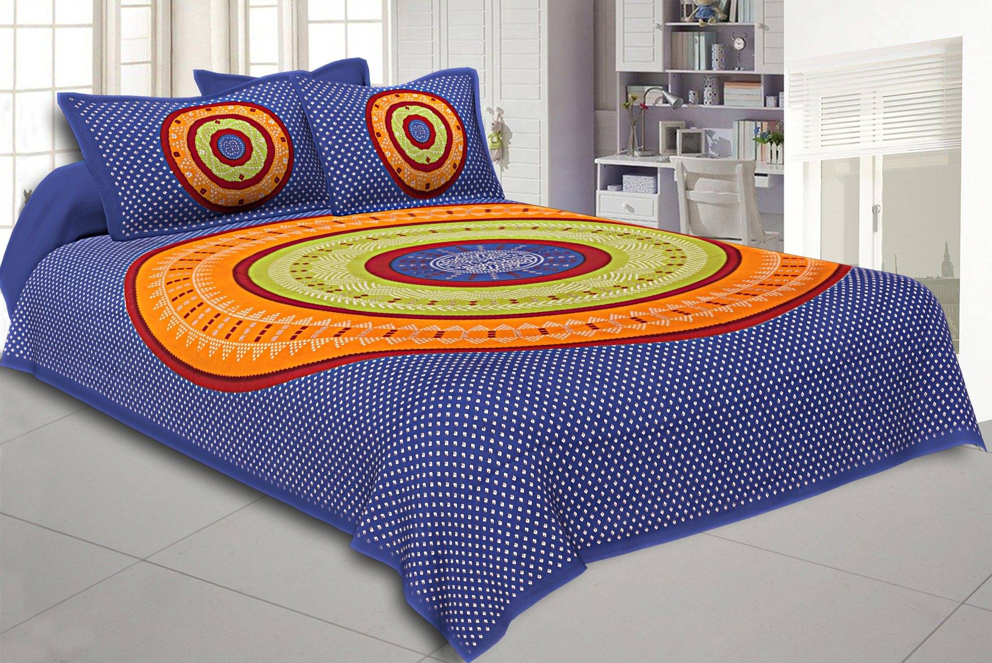 Batham Handloom Cotton 1 Double Bedsheet with 2 Pillow Covers ( Multicolor ) Batham Handloom Cotton 1 Double Bedsheet with 2 Pillow Covers ( Multicolor )