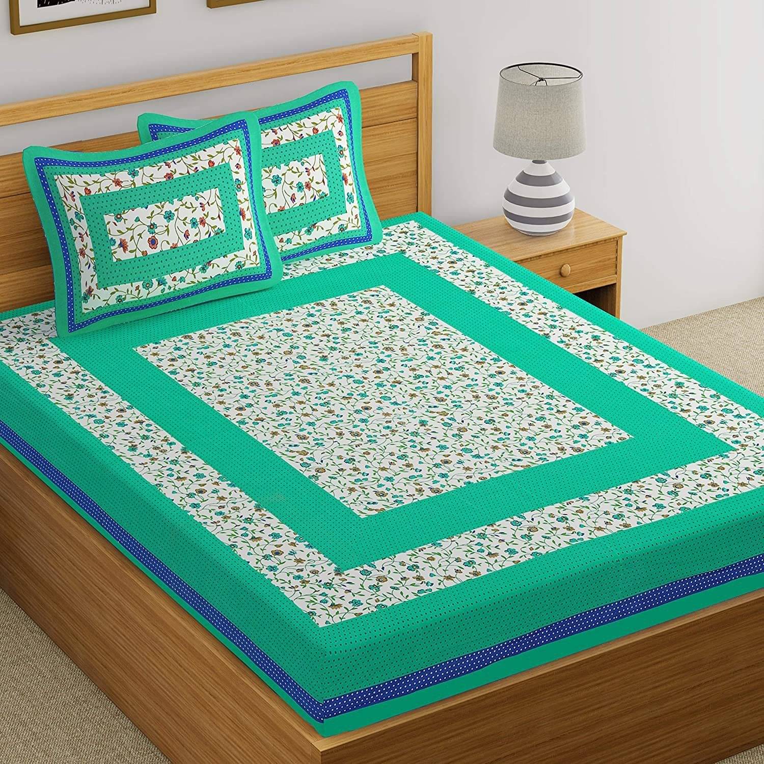Batham Handloom Cotton 1 Double Bedsheet with 2 Pillow Covers ( Multicolor ) Batham Handloom Cotton 1 Double Bedsheet with 2 Pillow Covers ( Multicolor )