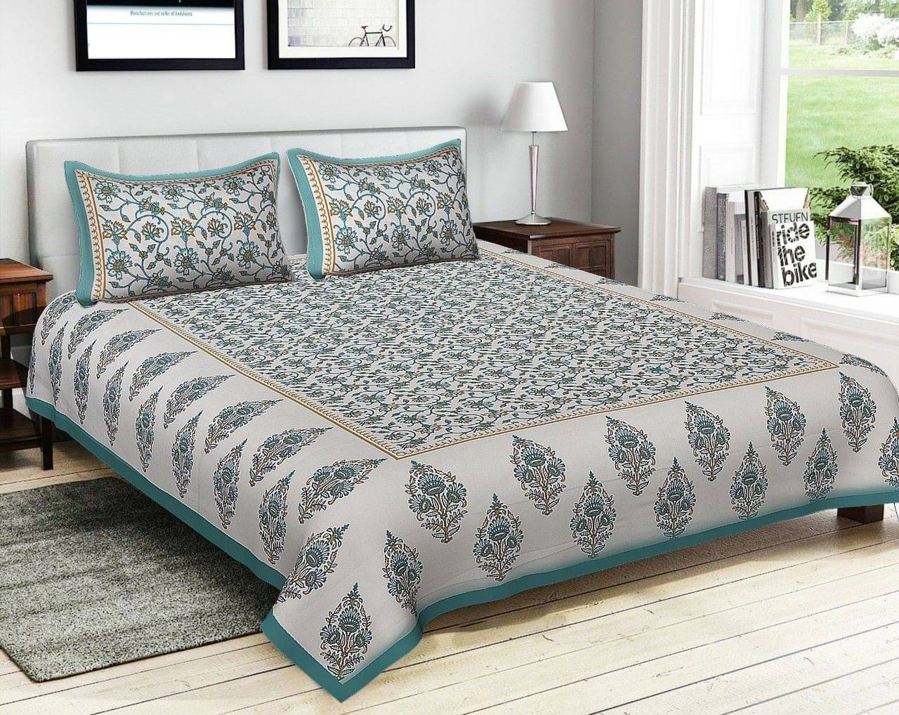 Batham Handloom Cotton 1 Double Bedsheet with 2 Pillow Covers ( Grey ) Batham Handloom Cotton 1 Double Bedsheet with 2 Pillow Covers ( Grey )