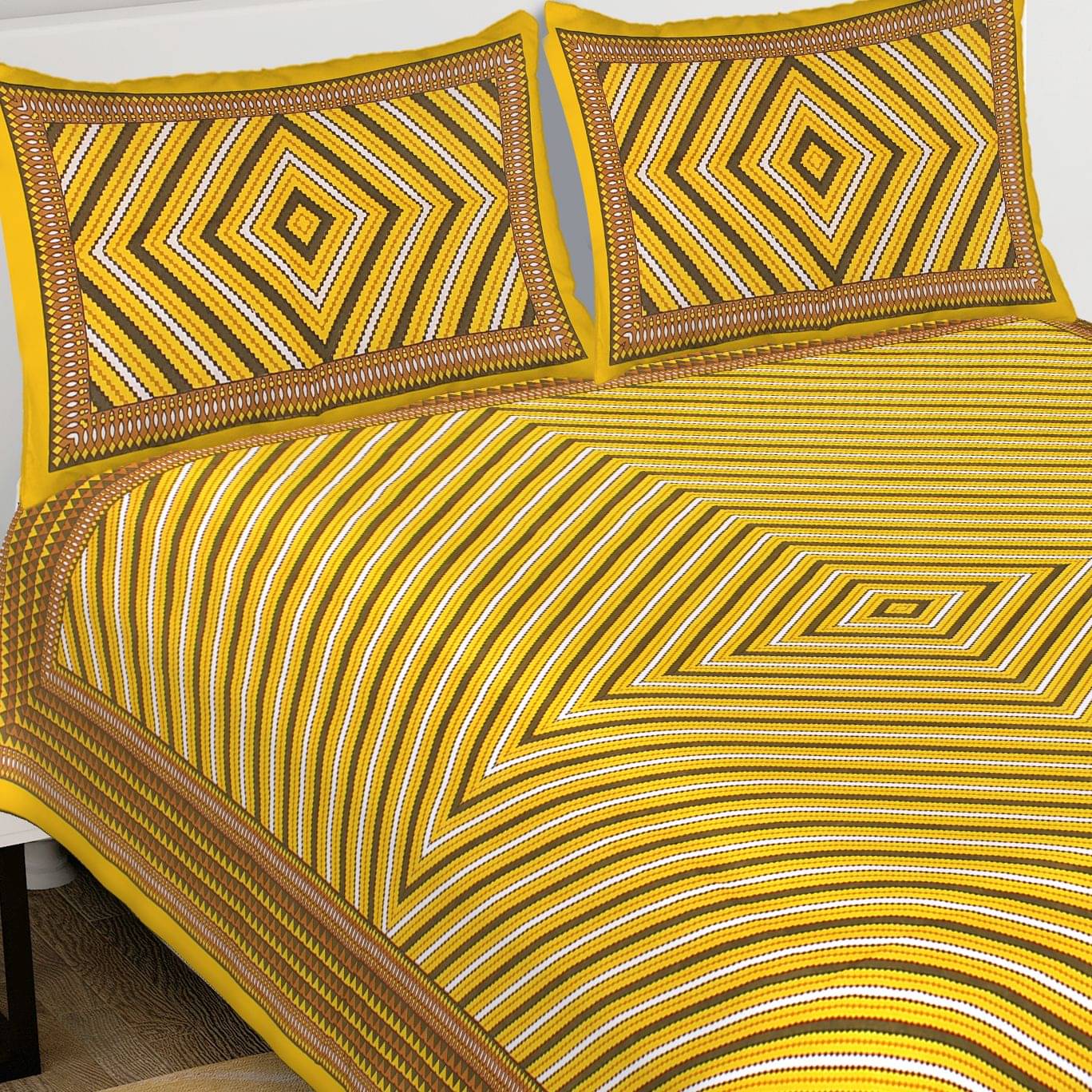 Batham Handloom Cotton 1 Double Bedsheet with 2 Pillow Covers ( Yellow )     			Batham Handloom Cotton 1 Double Bedsheet with 2 Pillow Covers ( Yellow )