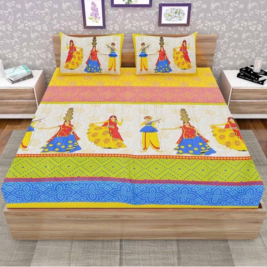     			Batham Handloom Cotton 1 Double Bedsheet with 2 Pillow Covers ( Multicolor )