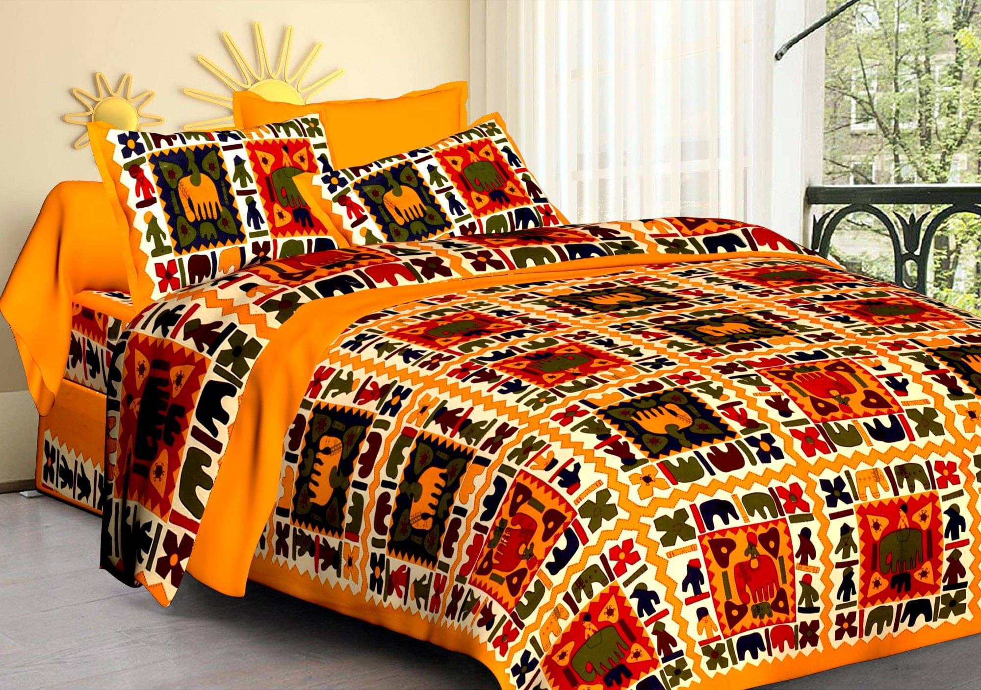 Batham Handloom Cotton 1 Double Bedsheet with 2 Pillow Covers ( Multicolor ) Batham Handloom Cotton 1 Double Bedsheet with 2 Pillow Covers ( Multicolor )