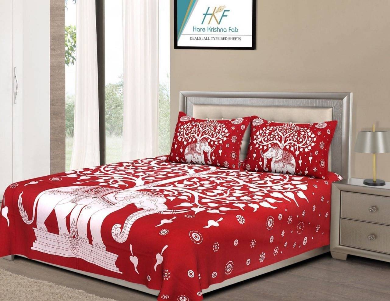 Batham Handloom Cotton 1 Double Bedsheet with 2 Pillow Covers ( Red ) Batham Handloom Cotton 1 Double Bedsheet with 2 Pillow Covers ( Red )