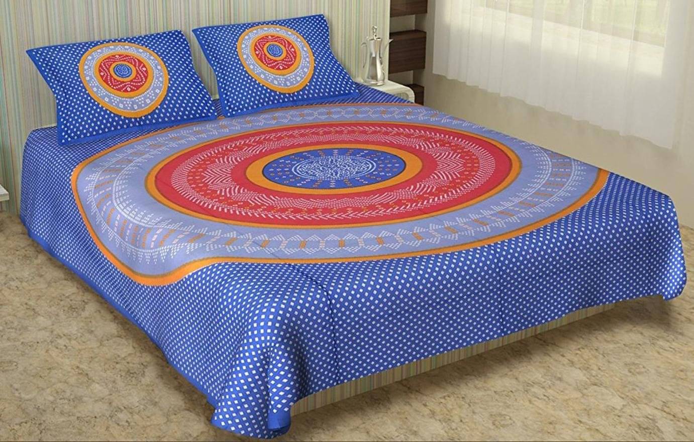 Batham Handloom Cotton 1 Double Bedsheet with 2 Pillow Covers ( Multicolor ) Batham Handloom Cotton 1 Double Bedsheet with 2 Pillow Covers ( Multicolor )