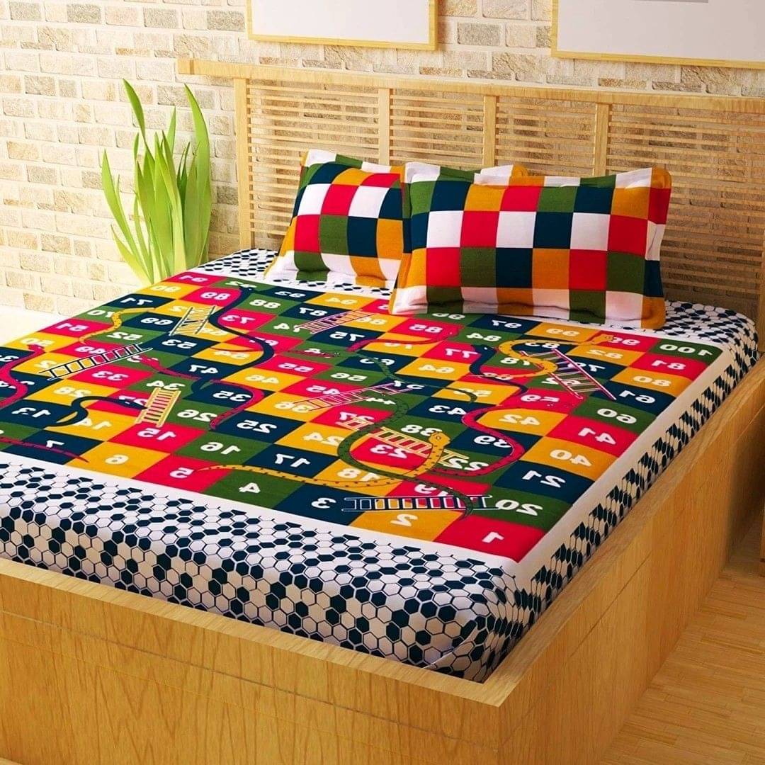     			Batham Handloom Cotton 1 Double Bedsheet with 2 Pillow Covers ( Multicolor )