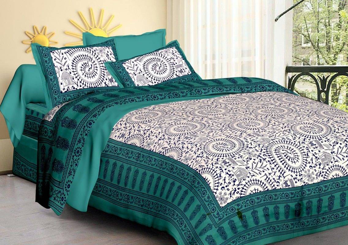     			Batham Handloom Cotton 1 Double Bedsheet with 2 Pillow Covers ( Grey )
