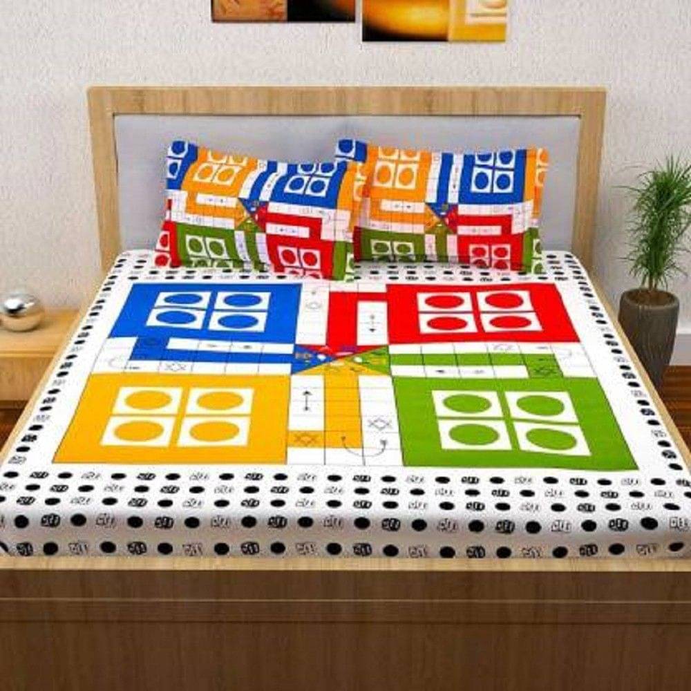     			Batham Handloom Cotton 1 Double Bedsheet with 2 Pillow Covers ( Multicolor )