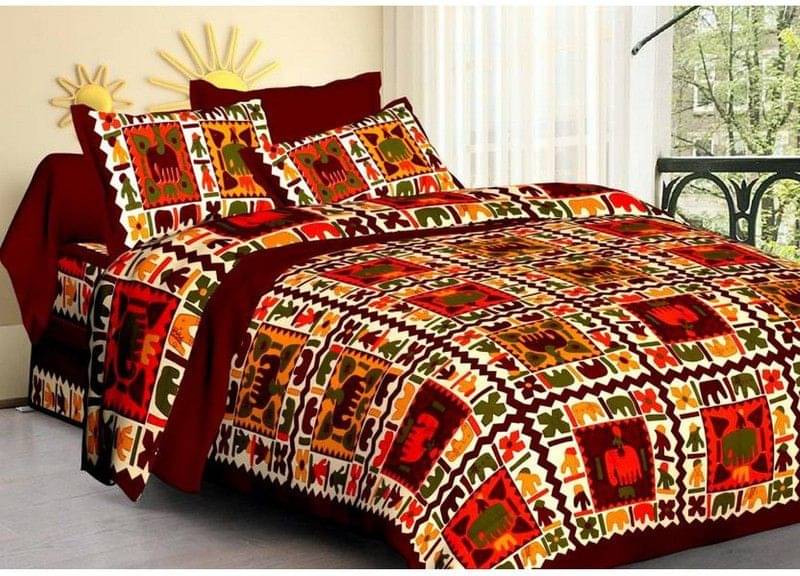 Batham Handloom Cotton 1 Double Bedsheet with 2 Pillow Covers ( Black ) Batham Handloom Cotton 1 Double Bedsheet with 2 Pillow Covers ( Black )