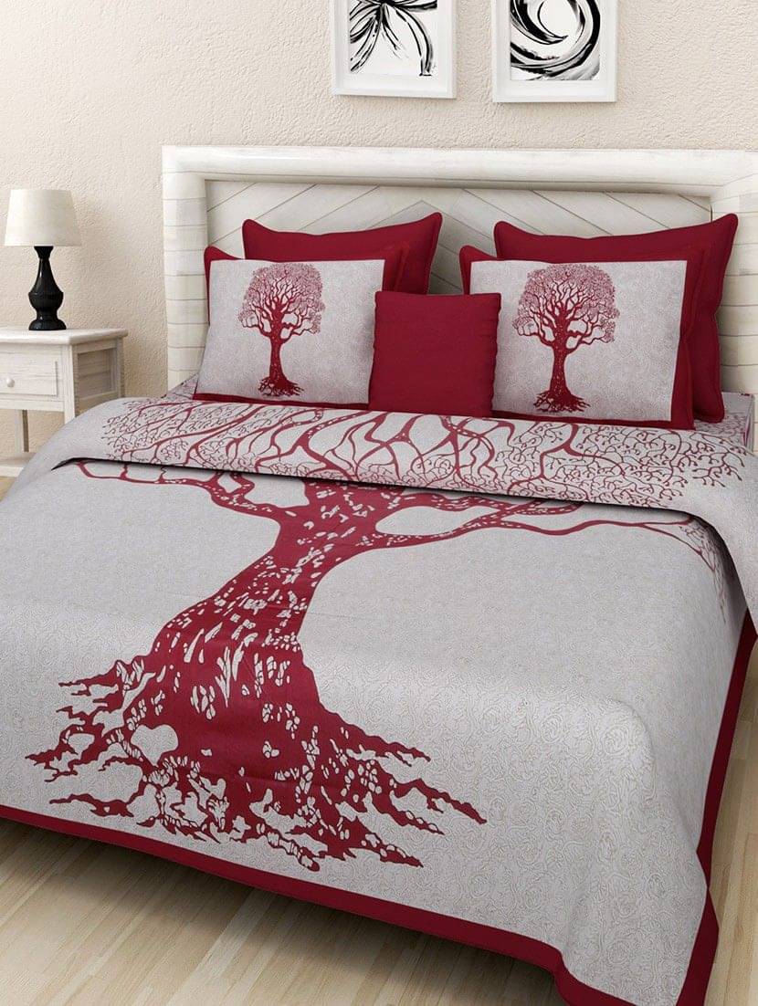 Batham Handloom Cotton 1 Double Bedsheet with 2 Pillow Covers ( Maroon )     			Batham Handloom Cotton 1 Double Bedsheet with 2 Pillow Covers ( Maroon )