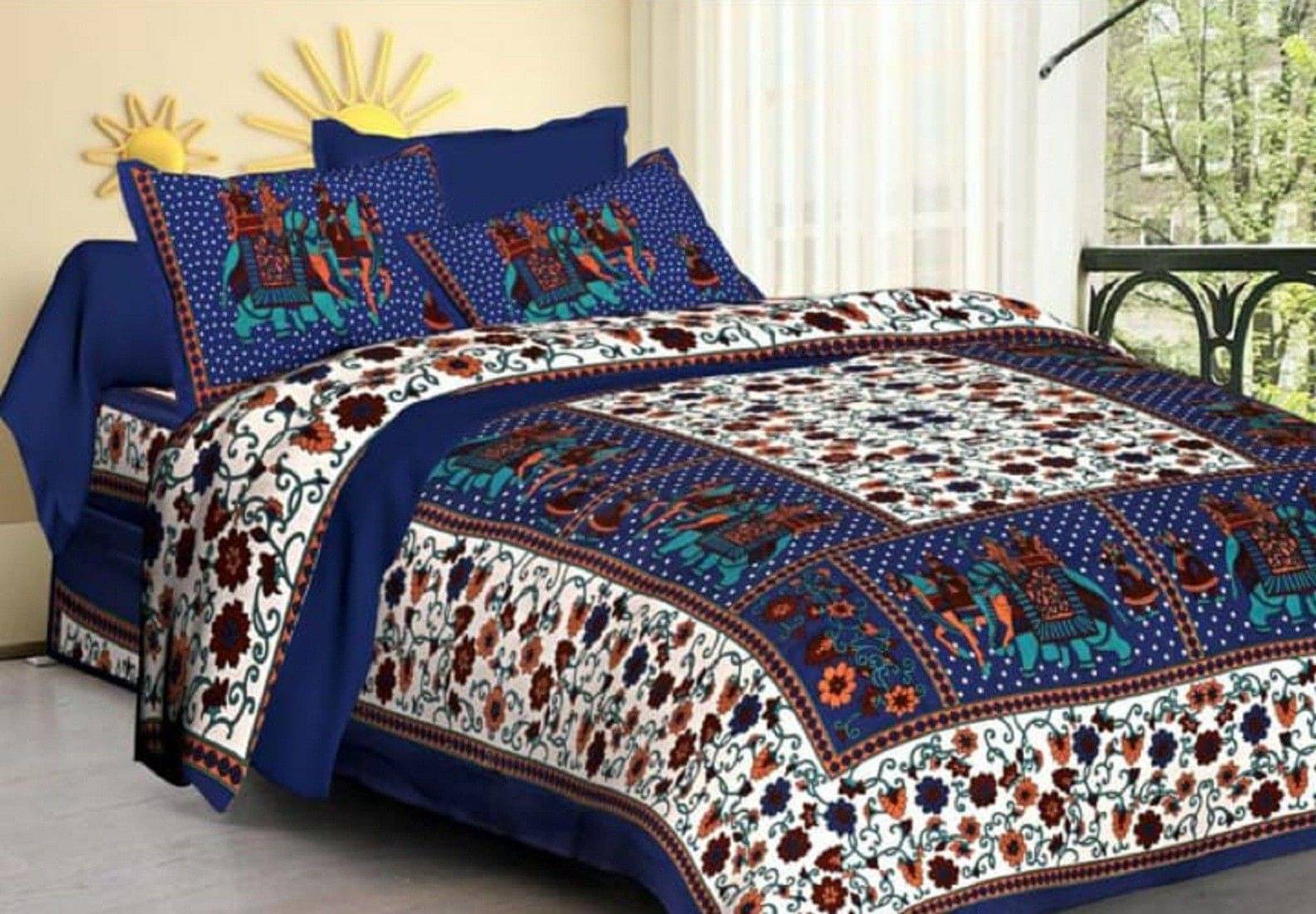 Batham Handloom Cotton 1 Double Bedsheet with 2 Pillow Covers ( Multicolor ) Batham Handloom Cotton 1 Double Bedsheet with 2 Pillow Covers ( Multicolor )