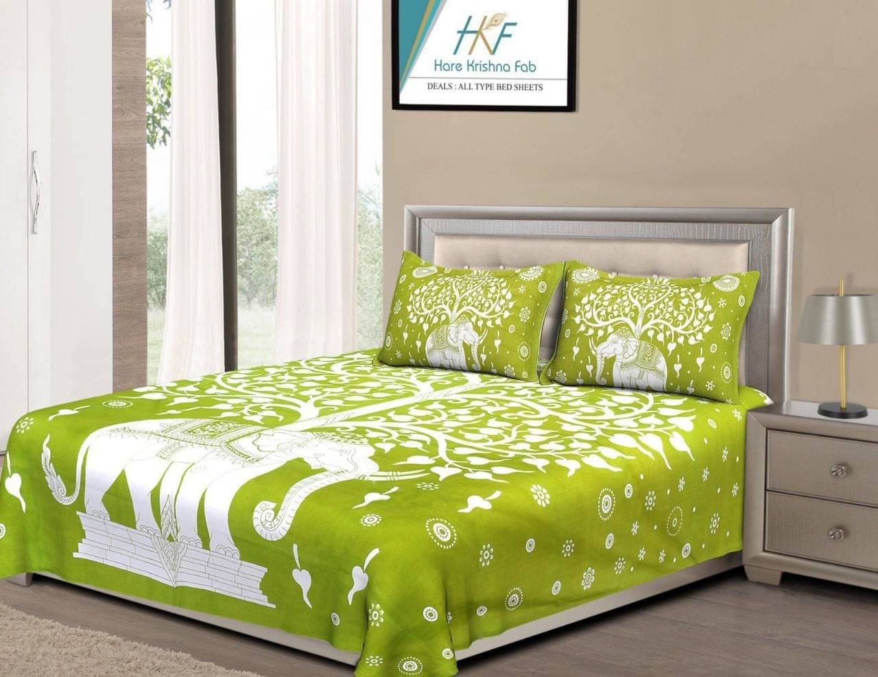 Batham Handloom Cotton 1 Double Bedsheet with 2 Pillow Covers ( Green )     			Batham Handloom Cotton 1 Double Bedsheet with 2 Pillow Covers ( Green )