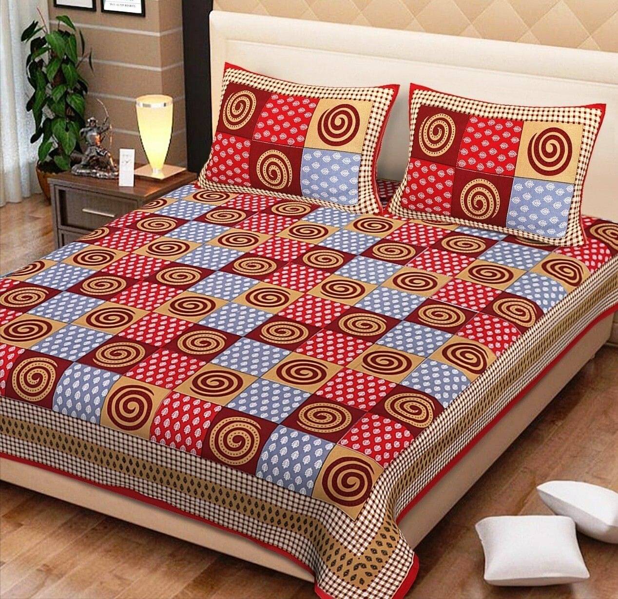 Batham Handloom Cotton 1 Double Bedsheet with 2 Pillow Covers ( Multicolor ) Batham Handloom Cotton 1 Double Bedsheet with 2 Pillow Covers ( Multicolor )