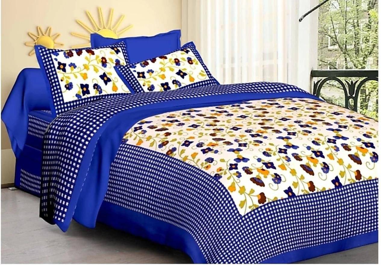Batham Handloom Cotton 1 Double Bedsheet with 2 Pillow Covers ( Blue )     			Batham Handloom Cotton 1 Double Bedsheet with 2 Pillow Covers ( Blue )