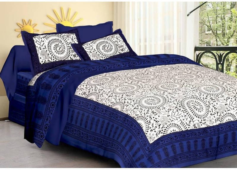 Batham Handloom Cotton 1 Double Bedsheet with 2 Pillow Covers ( Blue )     			Batham Handloom Cotton 1 Double Bedsheet with 2 Pillow Covers ( Blue )